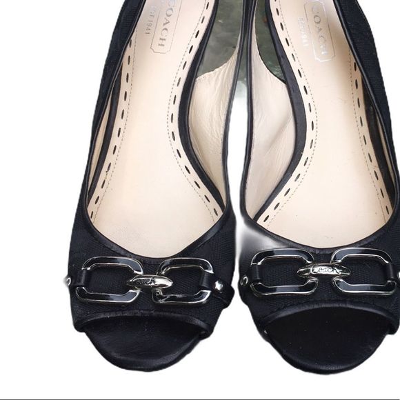 Coach Signature Cynthia Peep Toe Wedge Slingback. - Picture 10 of 10